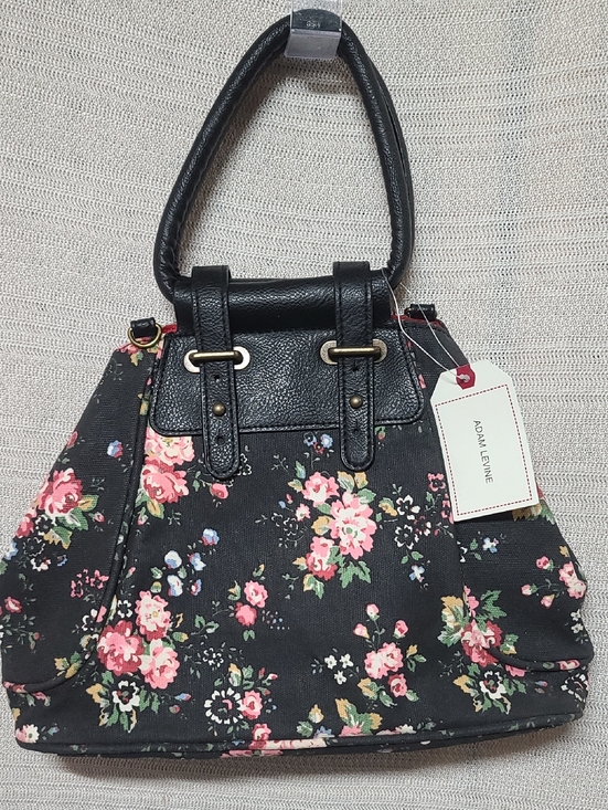 Adam Levine Collection Handbags - Adam Levine Collection Black Floral Tote with Pink Roses